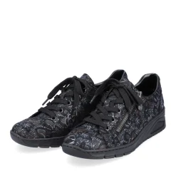 Outlet Rieker Damskie Sznurowane Buty W Kolorze Czarnym, Metalicznym