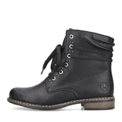 Outlet Rieker Damskie Sznurowane Buty , Asfaltowe, Czarne