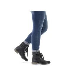 Outlet Rieker Damskie Sznurowane Buty , Asfaltowe, Czarne