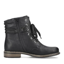 Outlet Rieker Damskie Sznurowane Buty , Asfaltowe, Czarne