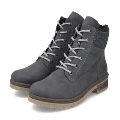 Fashion Rieker Damskie Sznurowane Buty W Kolorze Asfaltowo-Szarym