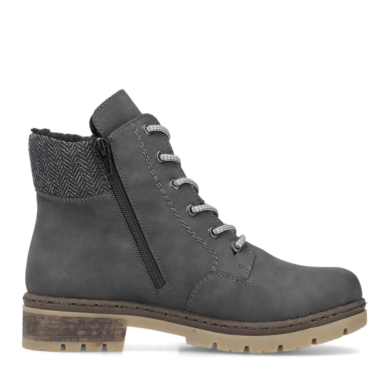Fashion Rieker Damskie Sznurowane Buty W Kolorze Asfaltowo-Szarym