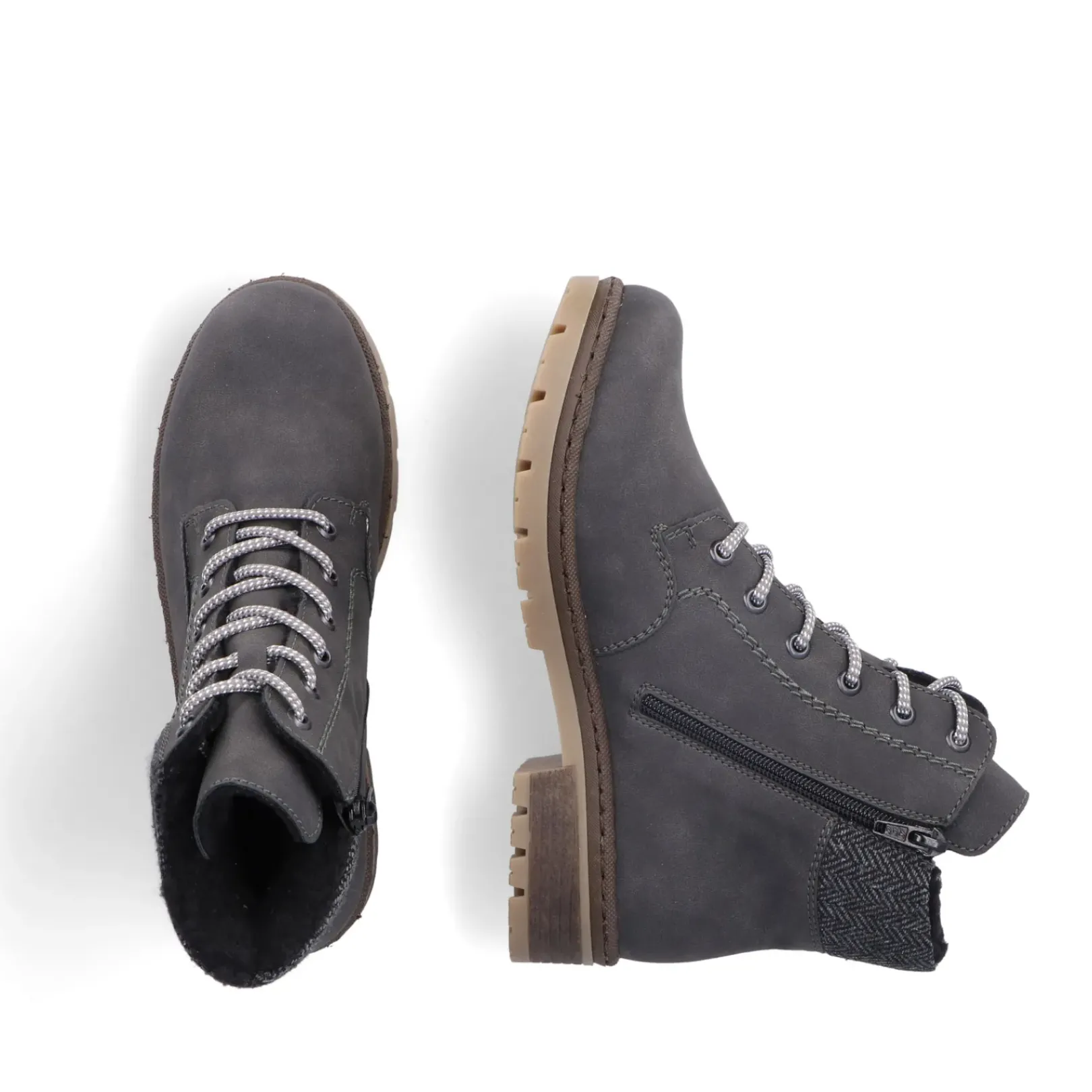Fashion Rieker Damskie Sznurowane Buty W Kolorze Asfaltowo-Szarym