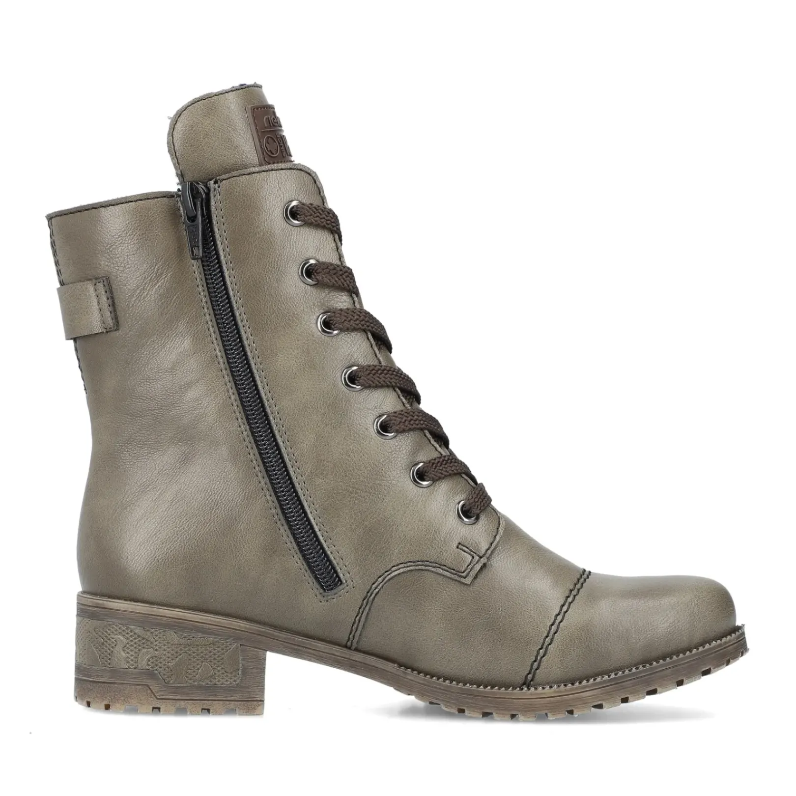 Sale Rieker Damskie Sznurowane Buty W Kolorze Wojskowej Zieleni