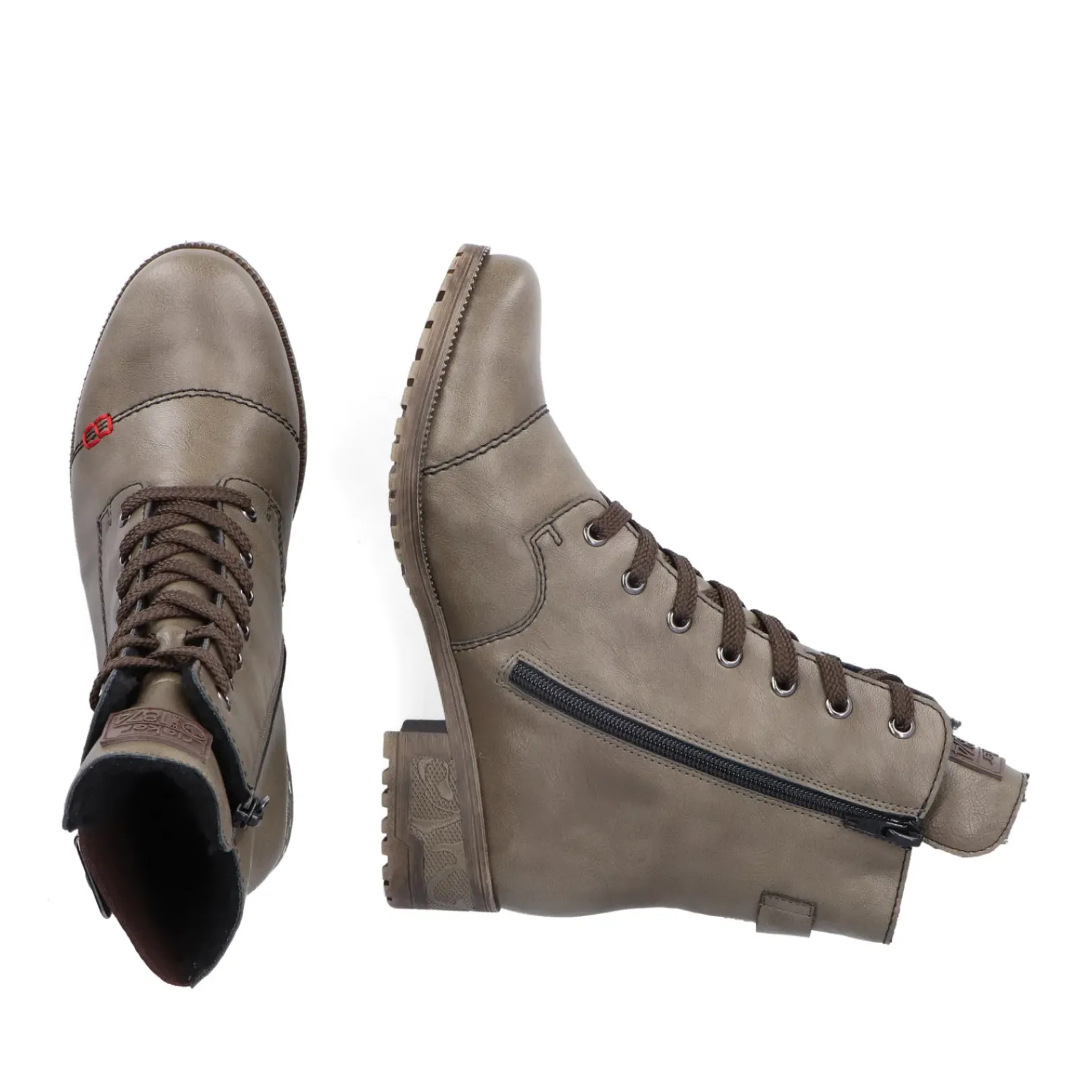 Sale Rieker Damskie Sznurowane Buty W Kolorze Wojskowej Zieleni