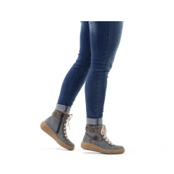 New Rieker Damskie Sznurowane Buty W Kolorze Niebiesko-Szarym