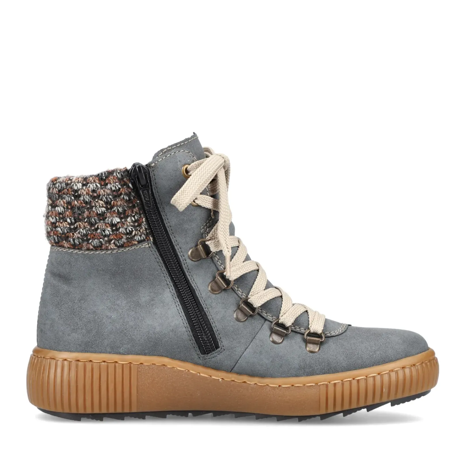 New Rieker Damskie Sznurowane Buty W Kolorze Niebiesko-Szarym