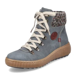New Rieker Damskie Sznurowane Buty W Kolorze Niebiesko-Szarym