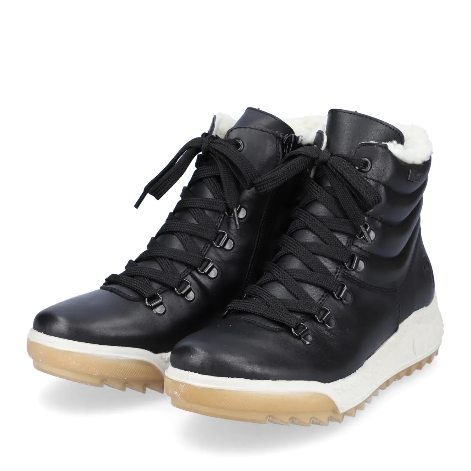Hot Rieker Damskie Sznurowane Buty W Kolorze Ciemnej Czerni