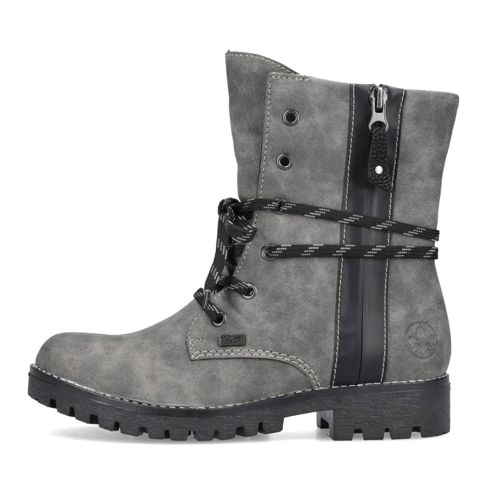 New Rieker Damskie Sznurowane Buty W Kolorze Ksiezycowej Szarosci