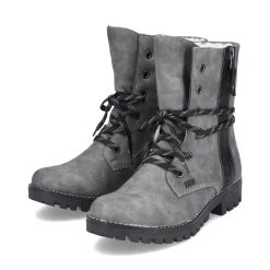 New Rieker Damskie Sznurowane Buty W Kolorze Ksiezycowej Szarosci