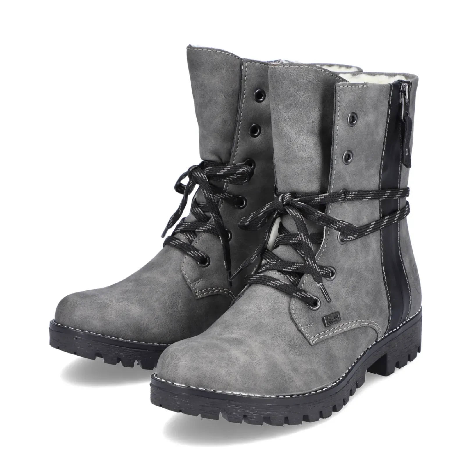 New Rieker Damskie Sznurowane Buty W Kolorze Ksiezycowej Szarosci