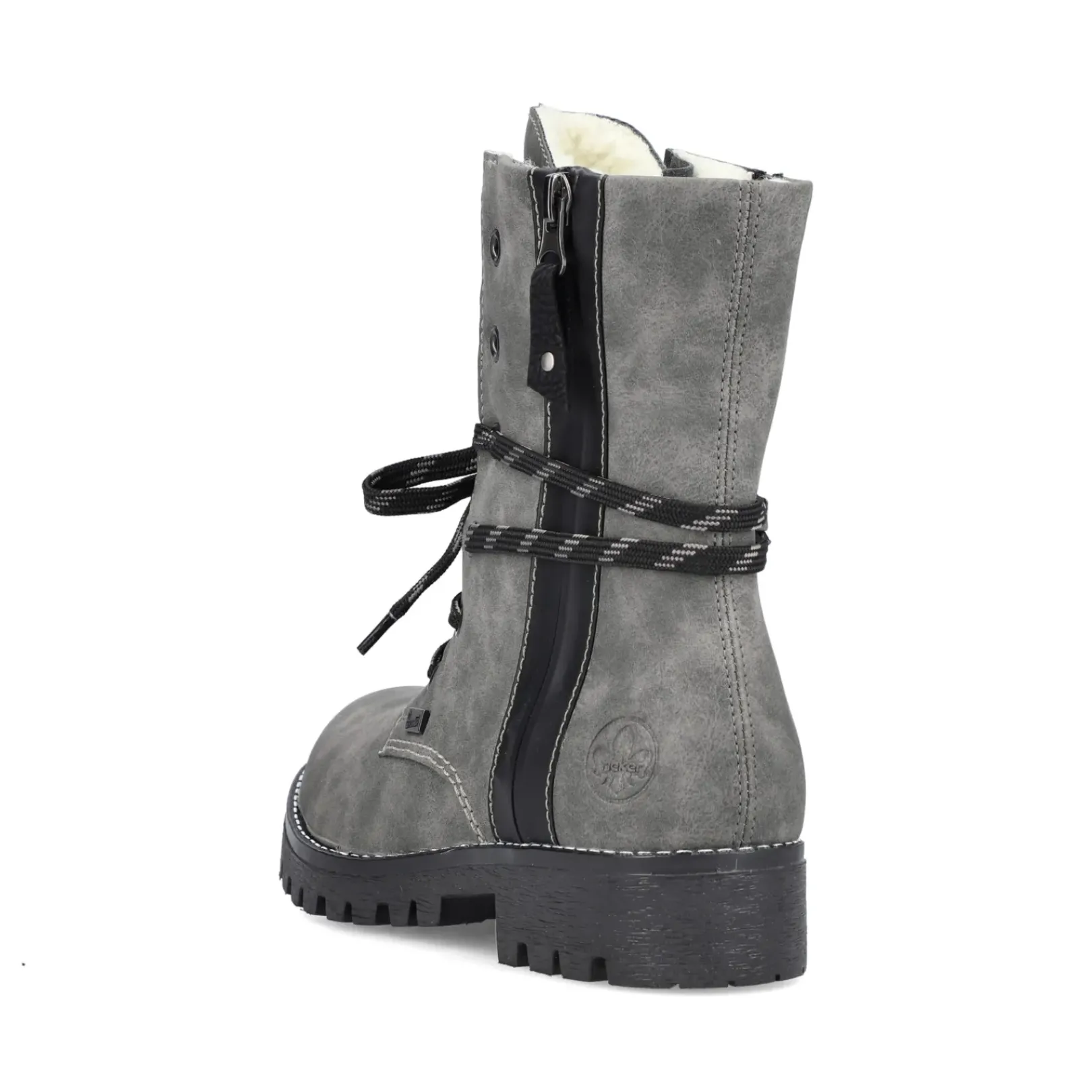 New Rieker Damskie Sznurowane Buty W Kolorze Ksiezycowej Szarosci