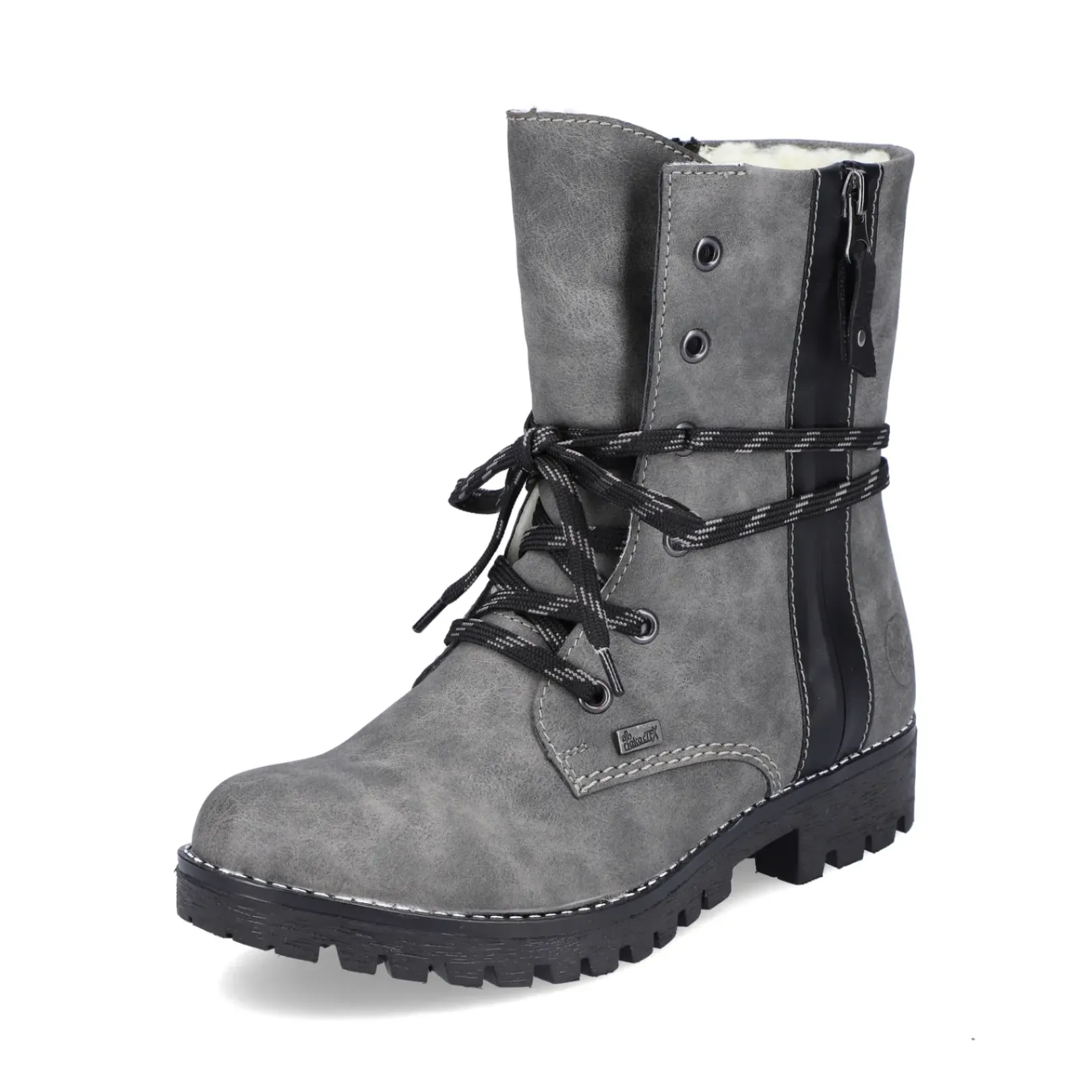 New Rieker Damskie Sznurowane Buty W Kolorze Ksiezycowej Szarosci