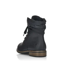 Hot Rieker Damskie Sznurowane Buty , Asfaltowe, Czarne