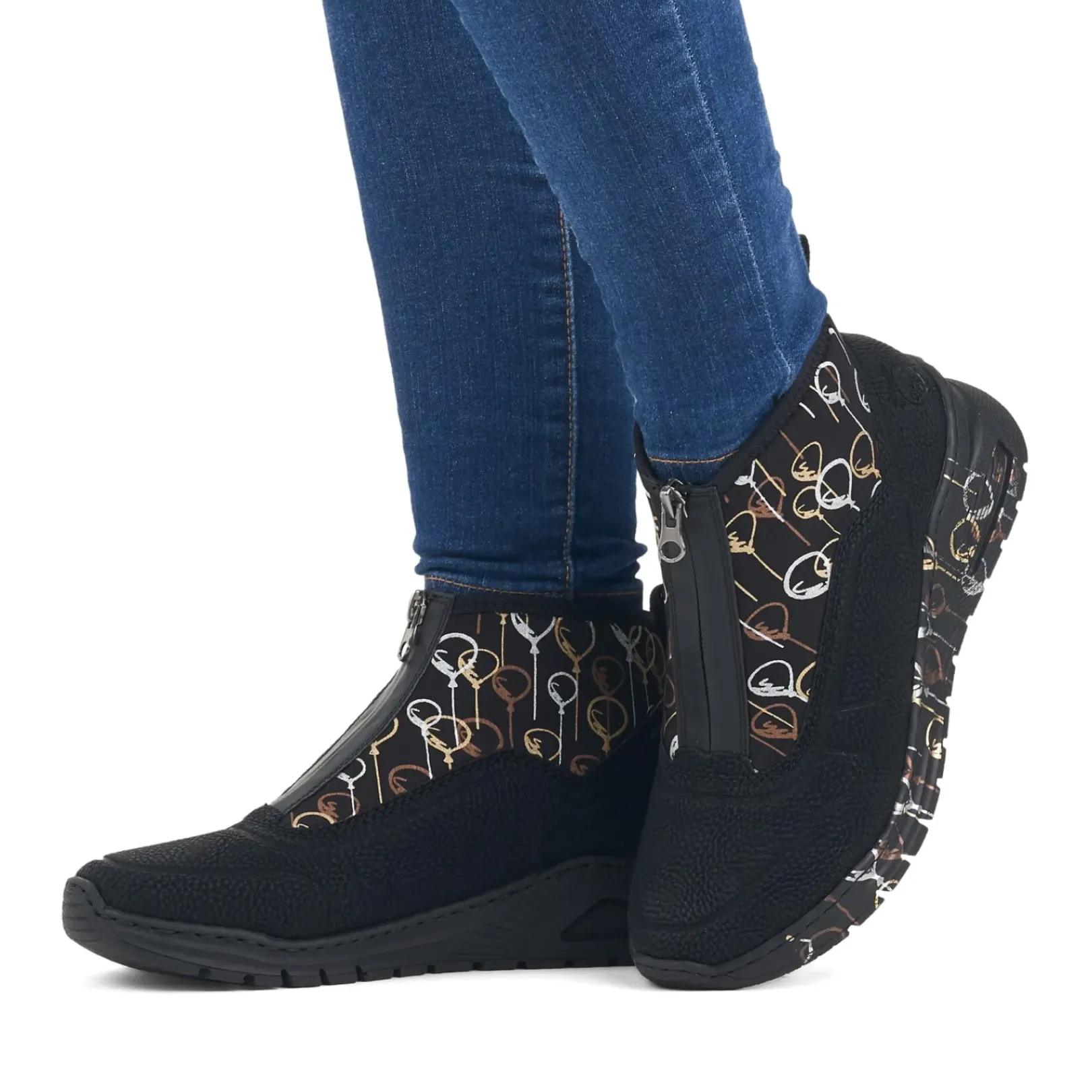 Discount Rieker Damskie Tenisowki , Wysokie, Miejskie, Czarne