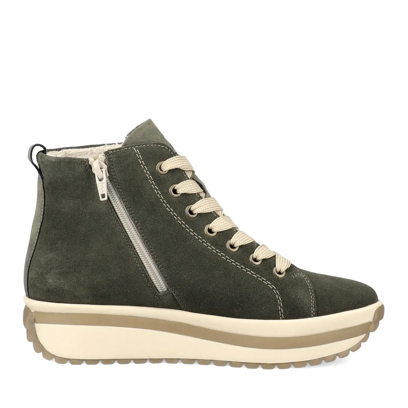 Best Rieker Damskie Tenisowki Wysokie W Kolorze Khaki