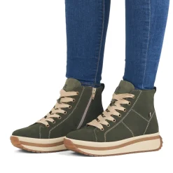 Best Rieker Damskie Tenisowki Wysokie W Kolorze Khaki