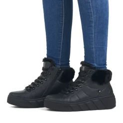 Clearance Rieker Damskie Tenisowki , Wysokie, W Kolorze Glebokiej Czerni