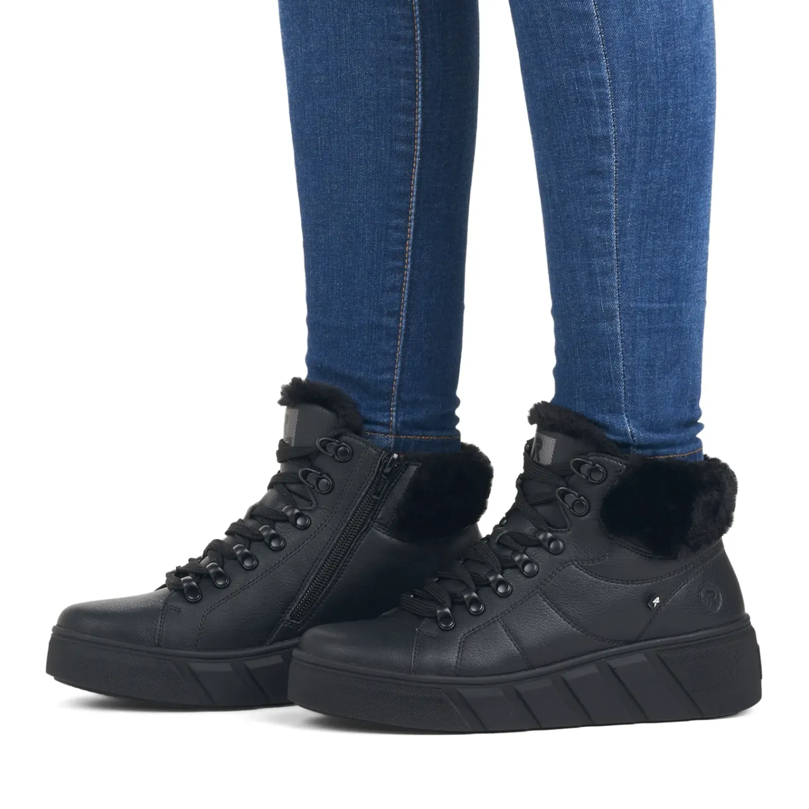 Clearance Rieker Damskie Tenisowki , Wysokie, W Kolorze Glebokiej Czerni