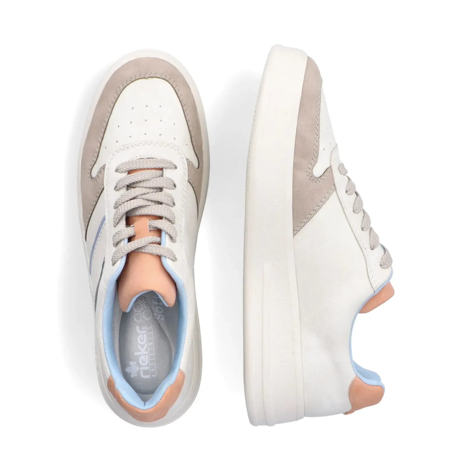 New Rieker Damskie Tenisowki Low Swan White