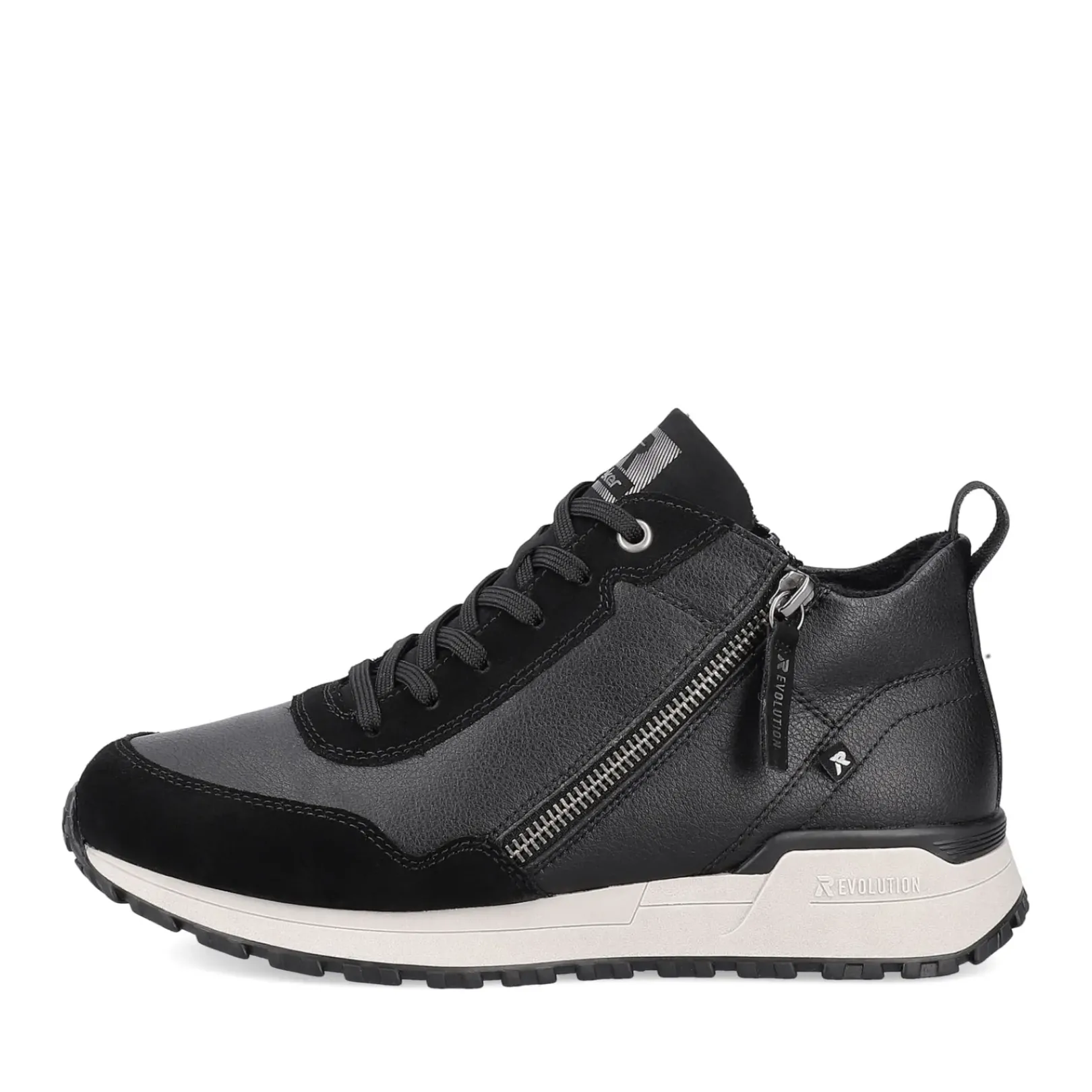 Outlet Rieker Damskie Tenisowki , Wysokie, Stalowe, Czarne