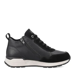 Outlet Rieker Damskie Tenisowki , Wysokie, Stalowe, Czarne