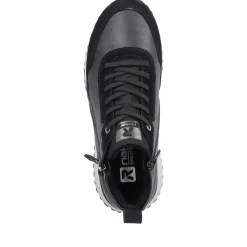 Outlet Rieker Damskie Tenisowki , Wysokie, Stalowe, Czarne