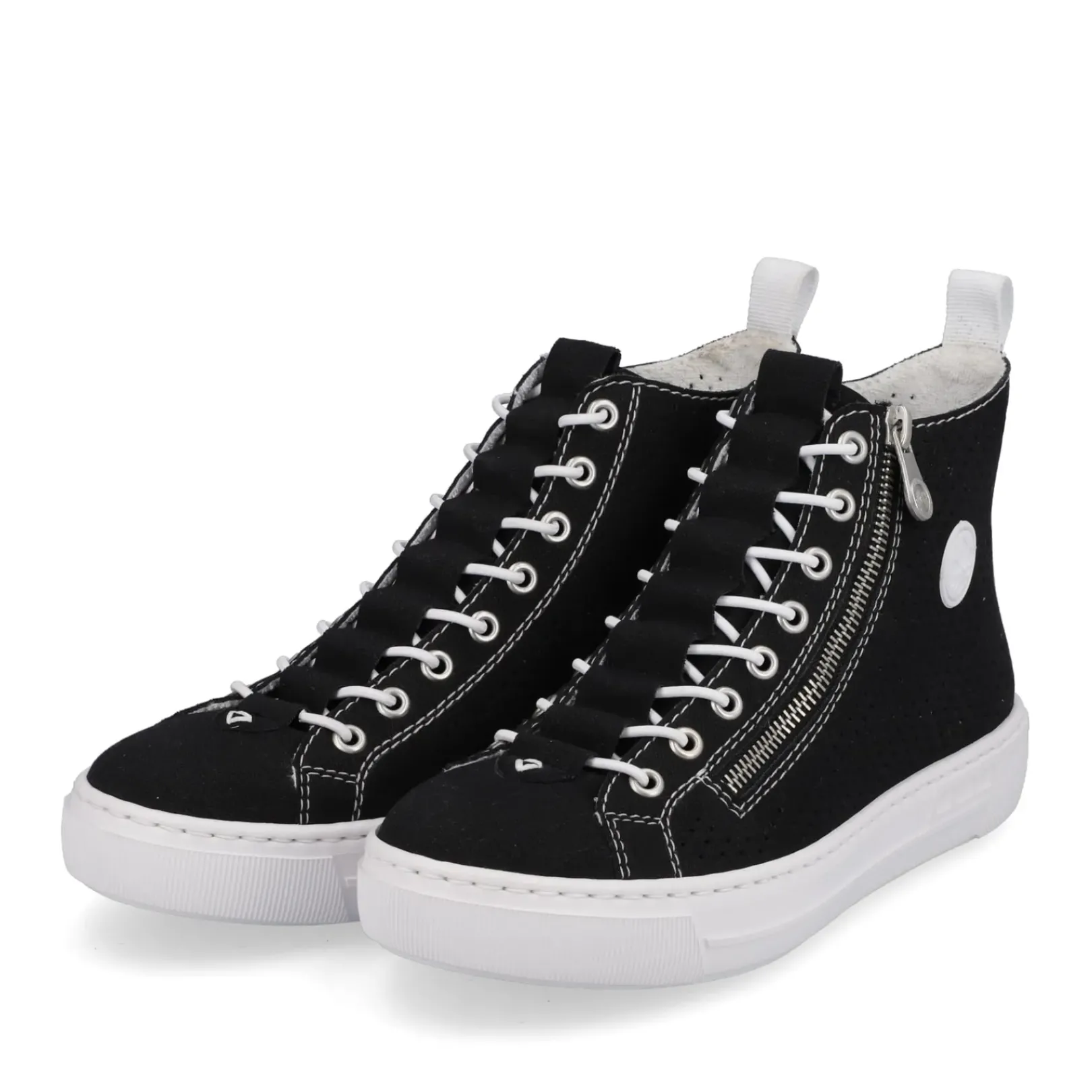 Clearance Rieker Damskie Tenisowki High Night Czarno-Krystalicznie Biale