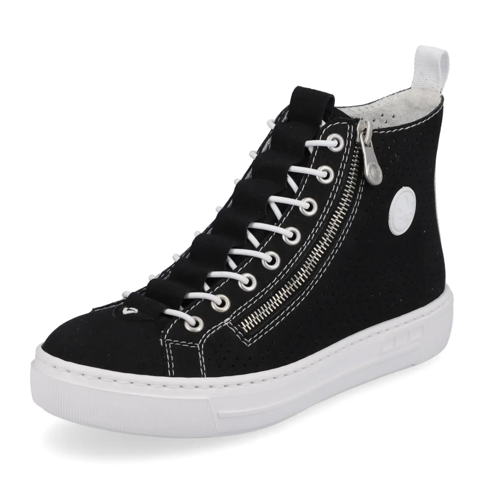 Clearance Rieker Damskie Tenisowki High Night Czarno-Krystalicznie Biale