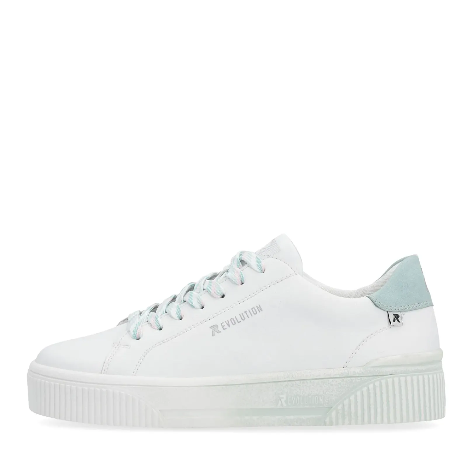 Online Rieker Damskie Tenisowki Low Crystal-White Light-Aqua