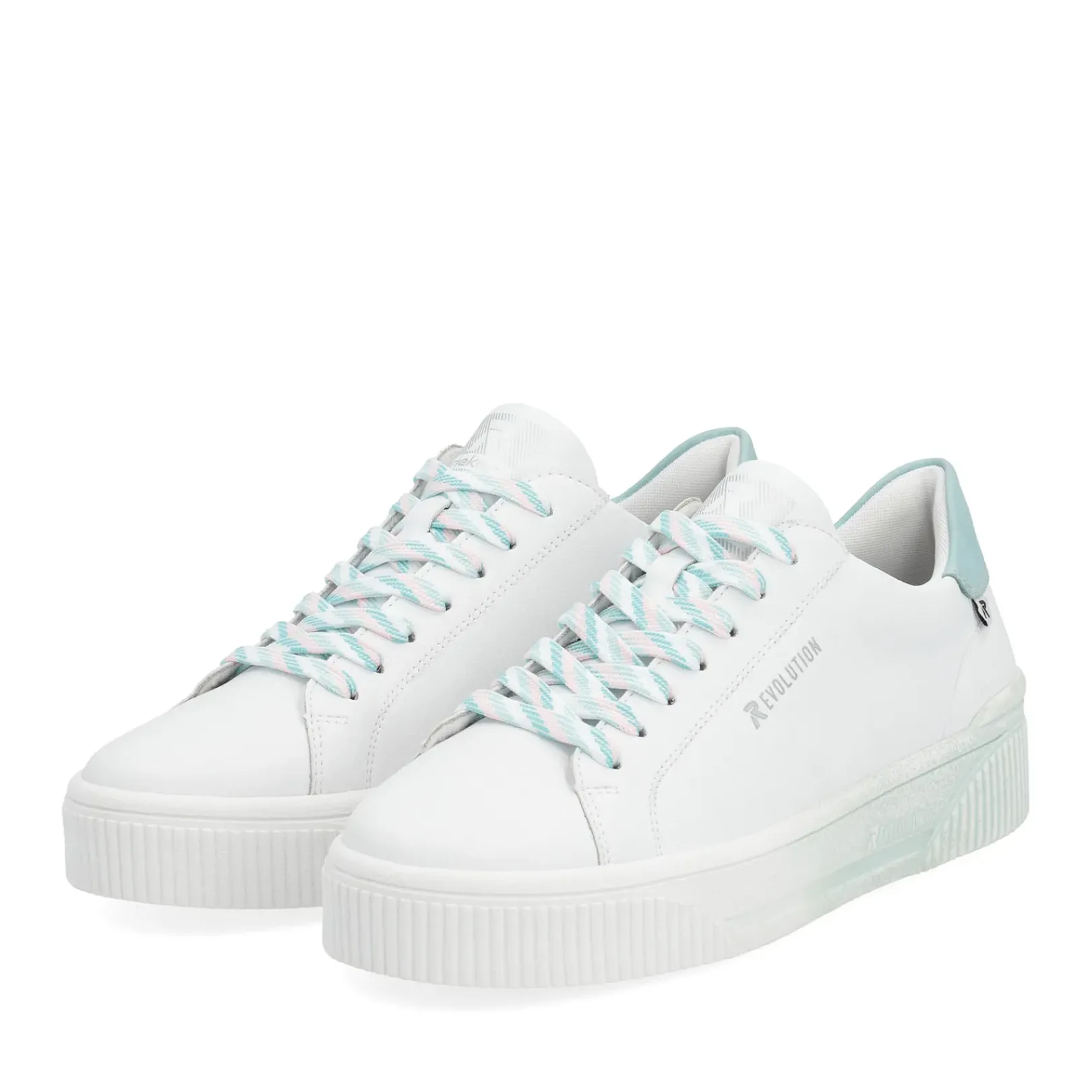 Online Rieker Damskie Tenisowki Low Crystal-White Light-Aqua