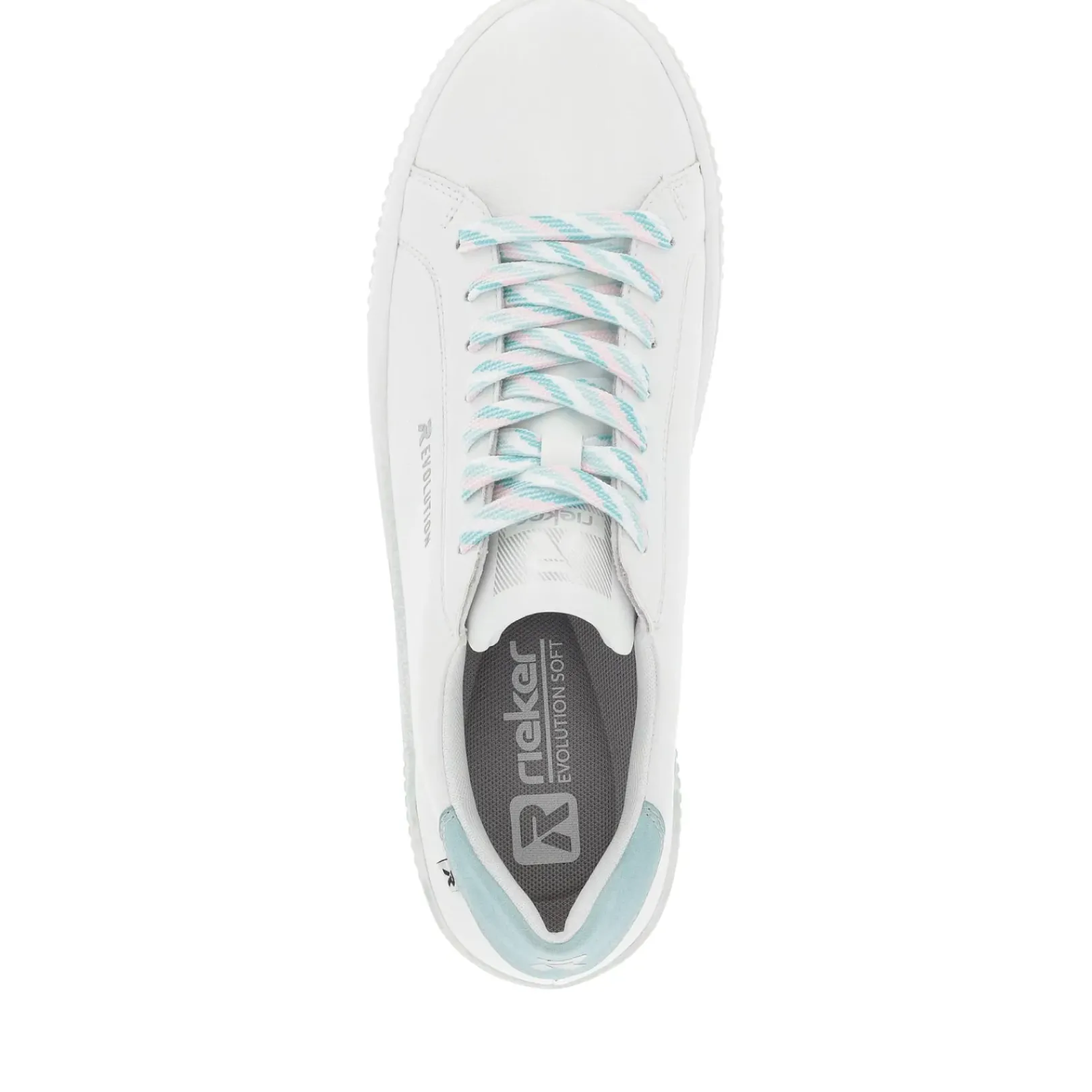 Online Rieker Damskie Tenisowki Low Crystal-White Light-Aqua