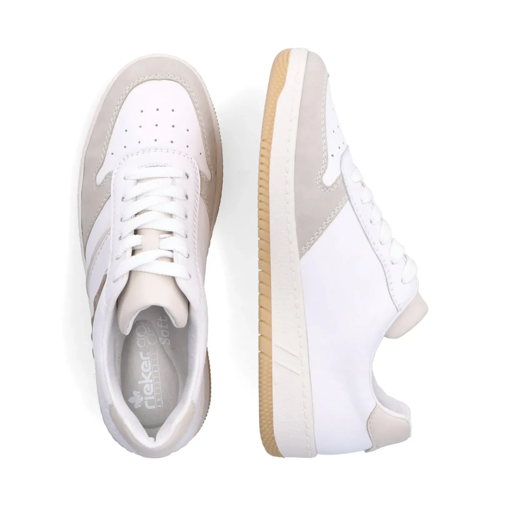 Best Rieker Damskie Tenisowki Low Swan White