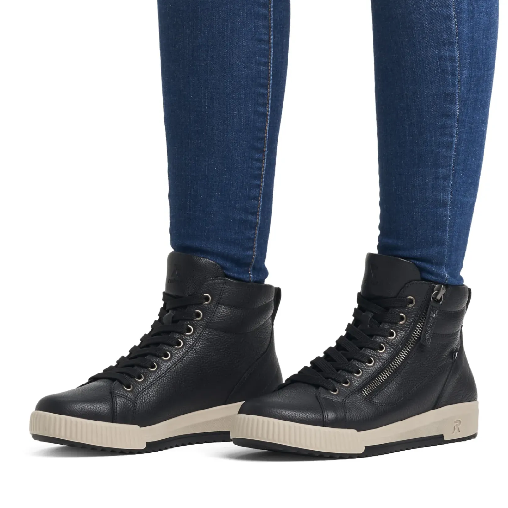 Clearance Rieker Damskie Tenisowki , Wysokie, Stalowe, Czarne