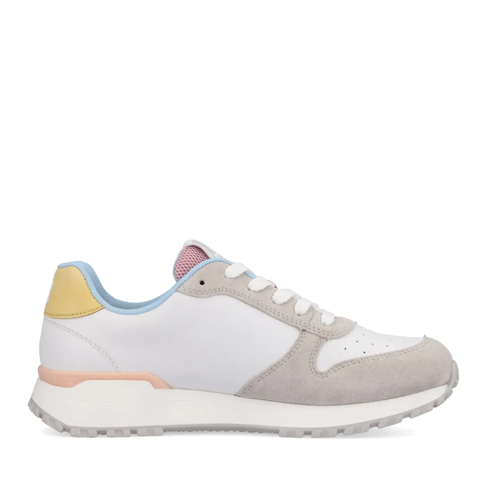 Online Rieker Damskie Tenisowki Niskie Swan-White Stone-Grey