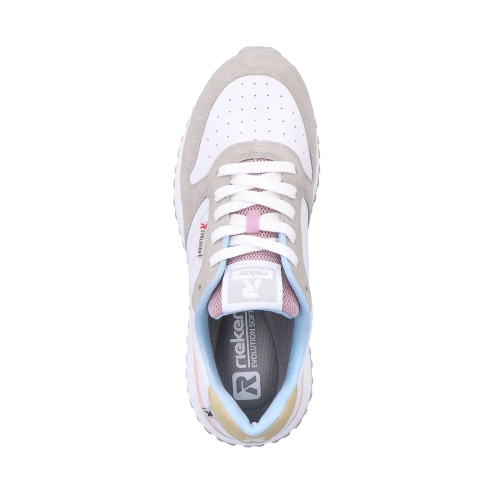 Online Rieker Damskie Tenisowki Niskie Swan-White Stone-Grey