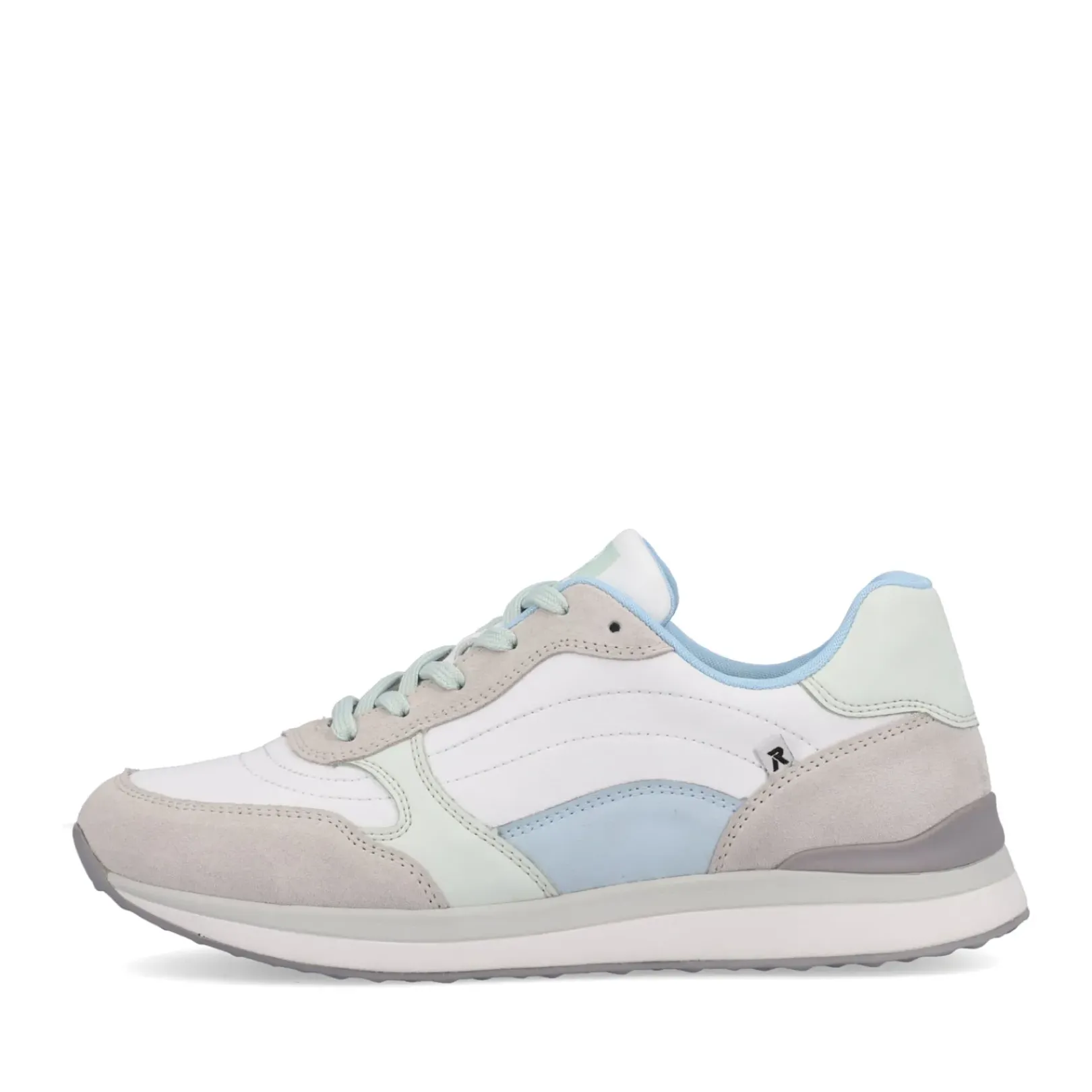 Discount Rieker Damskie Tenisowki Niskie Swan-White Clay-Beige Ice-Blue