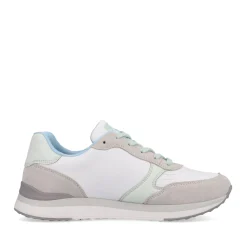 Discount Rieker Damskie Tenisowki Niskie Swan-White Clay-Beige Ice-Blue