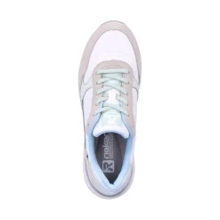 Discount Rieker Damskie Tenisowki Niskie Swan-White Clay-Beige Ice-Blue
