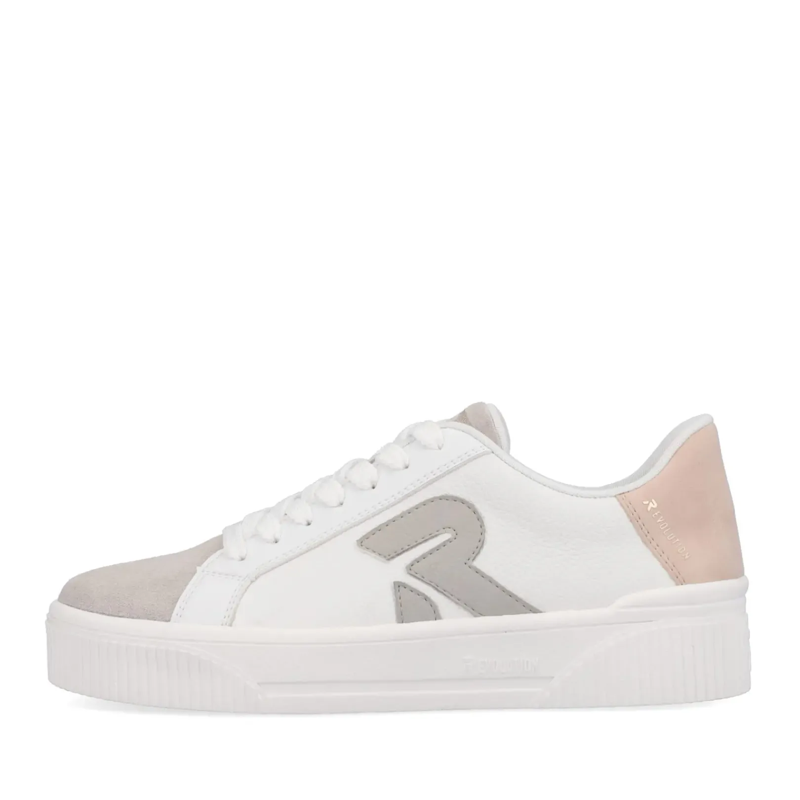 Online Rieker Damskie Tenisowki Niskie Vanilla-White Stone-Grey