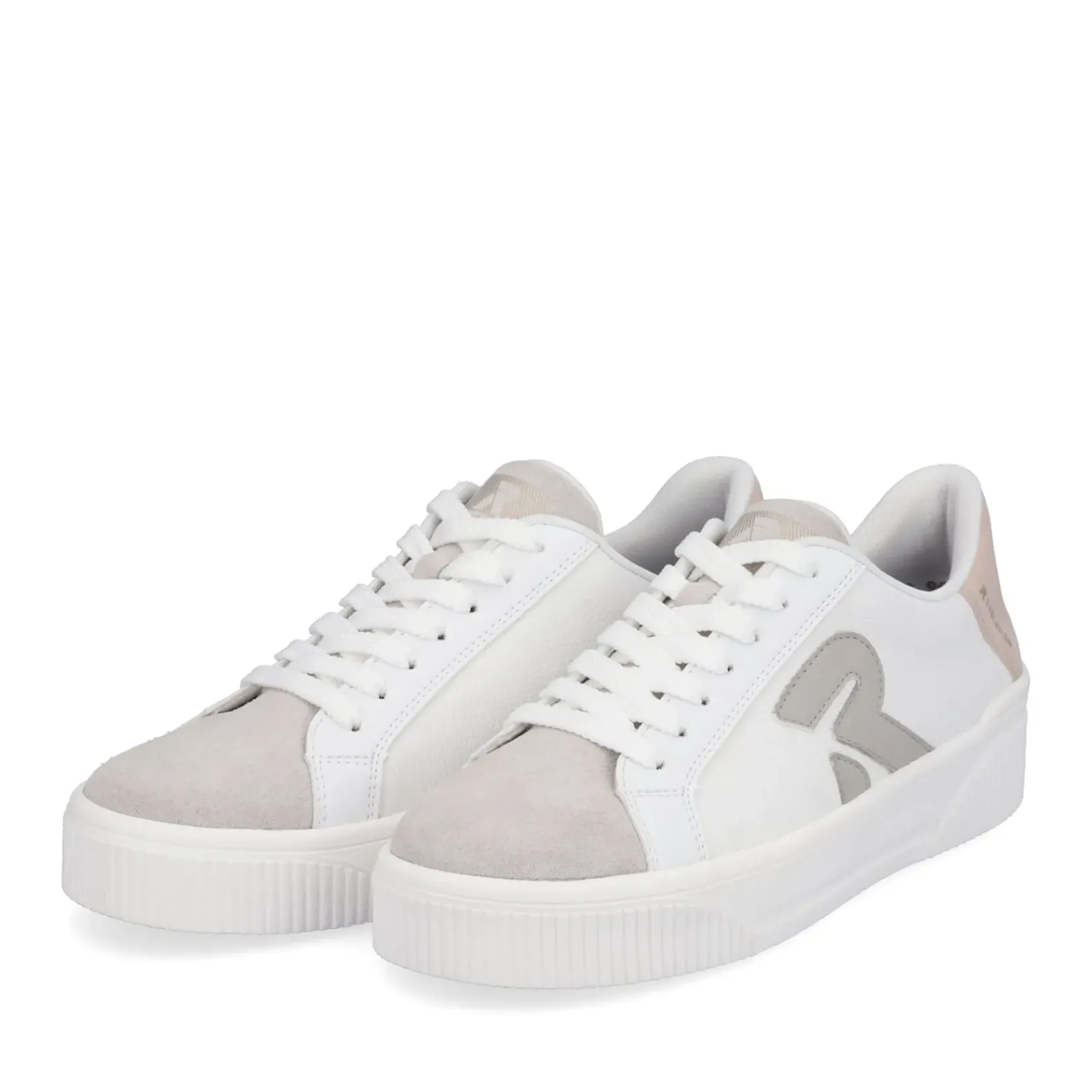 Online Rieker Damskie Tenisowki Niskie Vanilla-White Stone-Grey