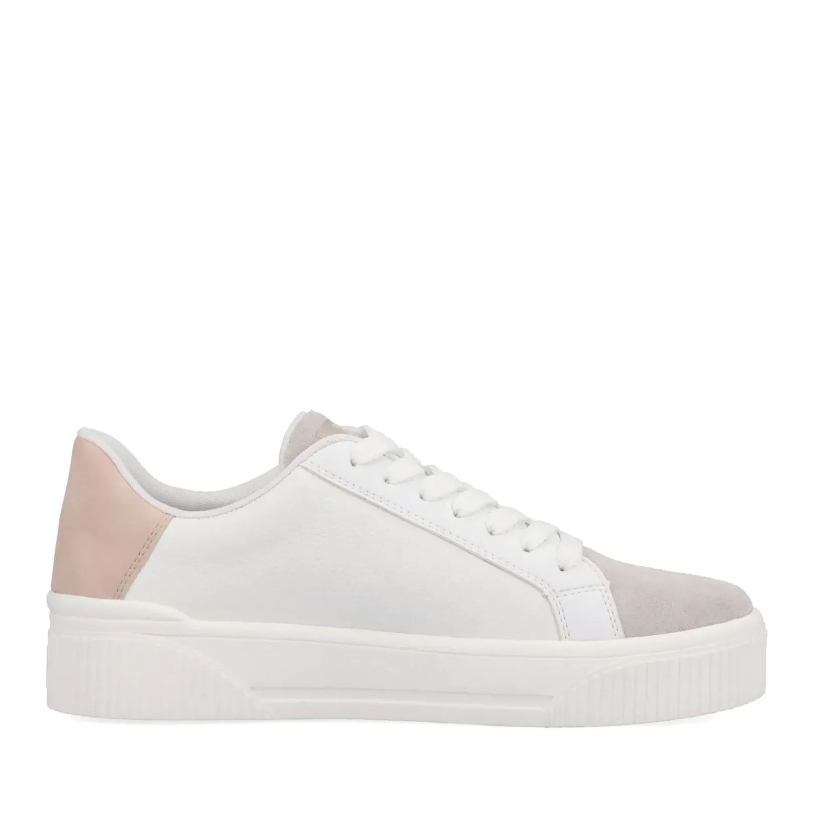 Online Rieker Damskie Tenisowki Niskie Vanilla-White Stone-Grey