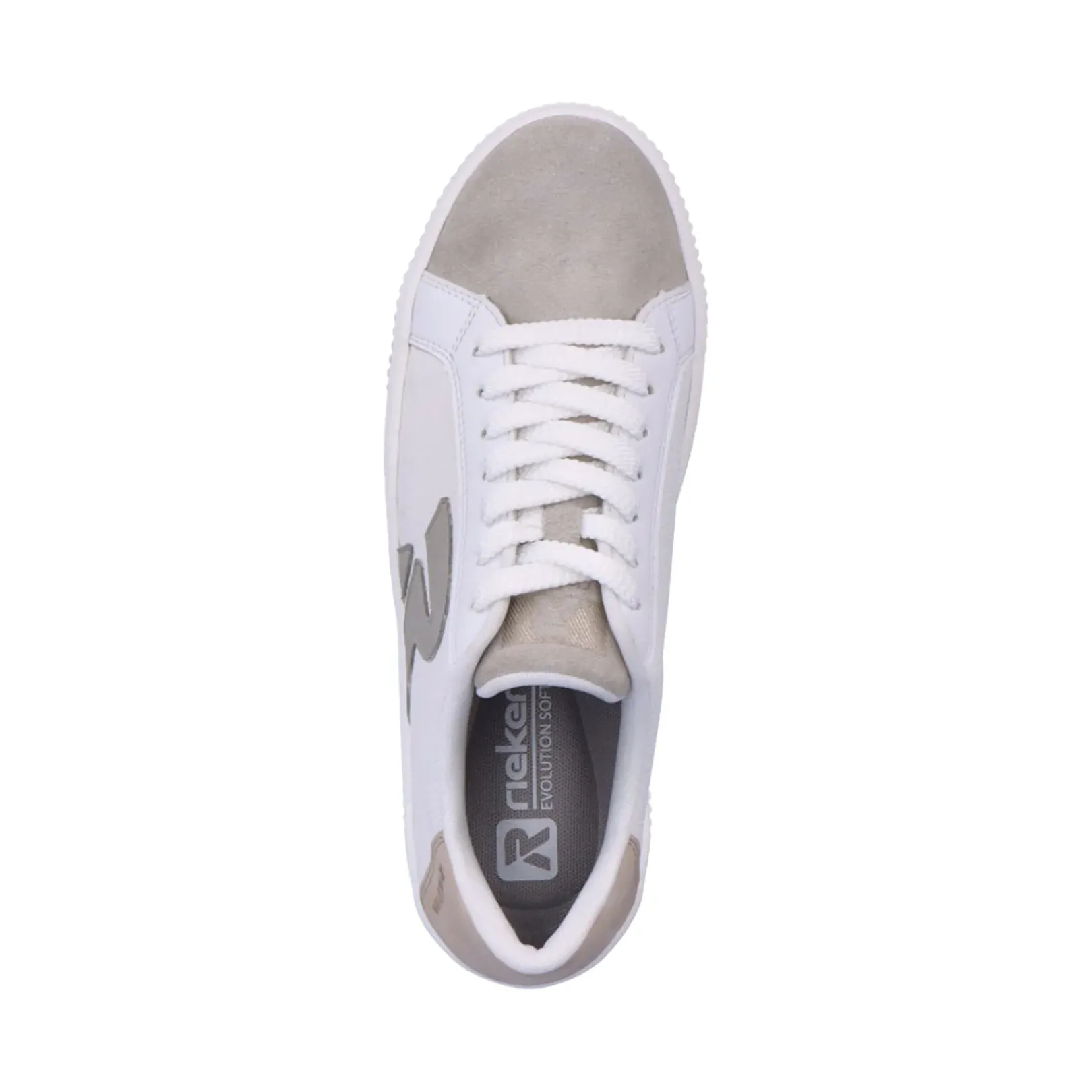 Online Rieker Damskie Tenisowki Niskie Vanilla-White Stone-Grey