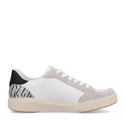 Fashion Rieker Damskie Tenisowki Niskie Swan-White Arctic-Grey Zebra