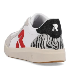 Fashion Rieker Damskie Tenisowki Niskie Swan-White Arctic-Grey Zebra