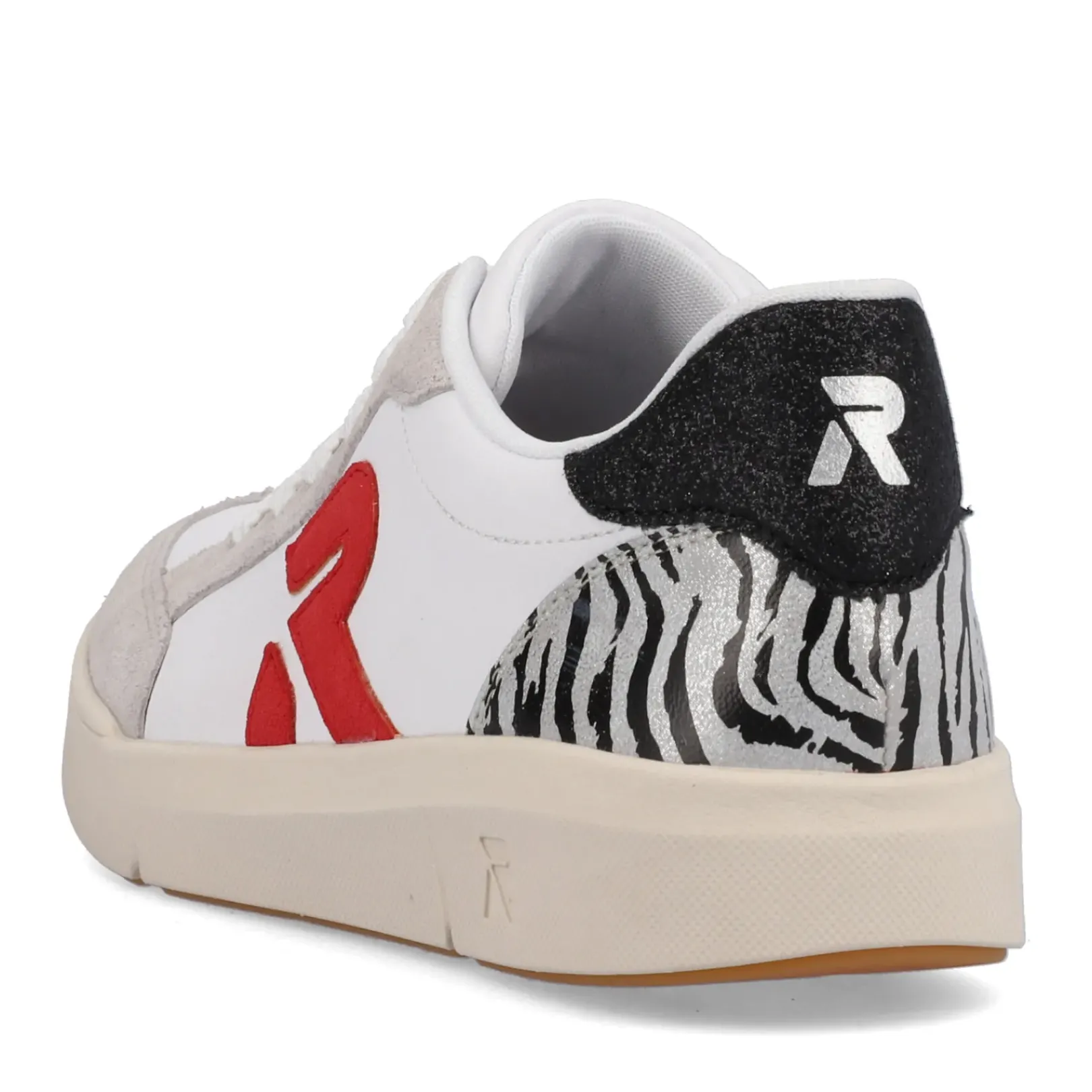 Fashion Rieker Damskie Tenisowki Niskie Swan-White Arctic-Grey Zebra