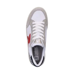 Fashion Rieker Damskie Tenisowki Niskie Swan-White Arctic-Grey Zebra