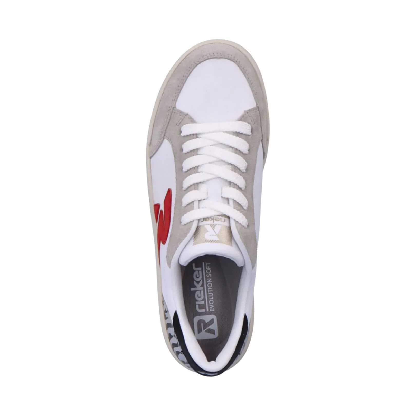 Fashion Rieker Damskie Tenisowki Niskie Swan-White Arctic-Grey Zebra