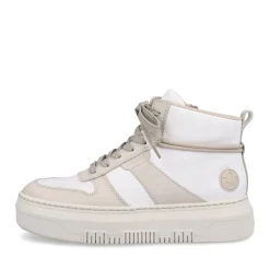 Fashion Rieker Damskie Tenisowki High Swan W Kolorze Bialym Bezowym
